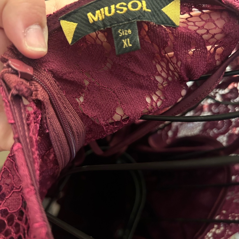 Miusol Burgundy Lace High Low Dress - Picture 5 of 5